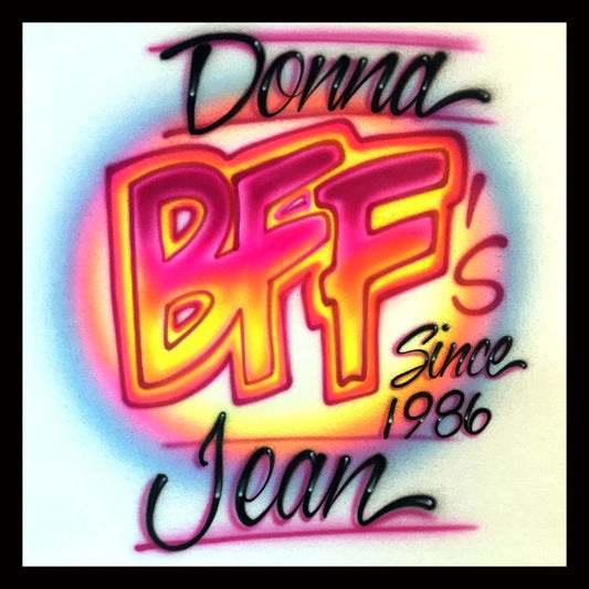 Airbrushed T-shirt - Bff's - You Choose Color