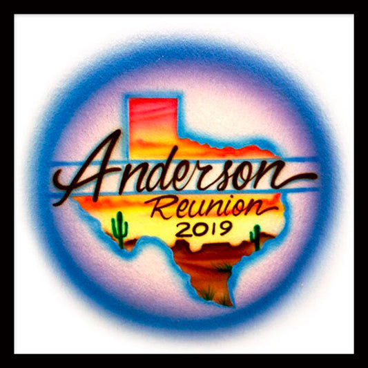 Airbrushed T-shirt - Family Reunion - Texas - Vacation - State - Sunset