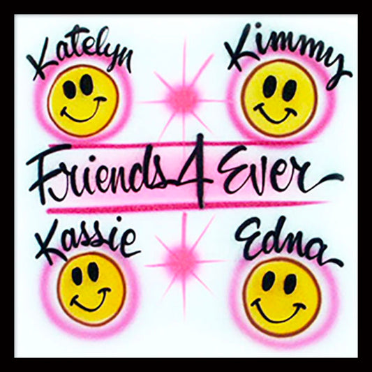 Airbrushed T-shirt - Friends 4 Ever - You Choose Color