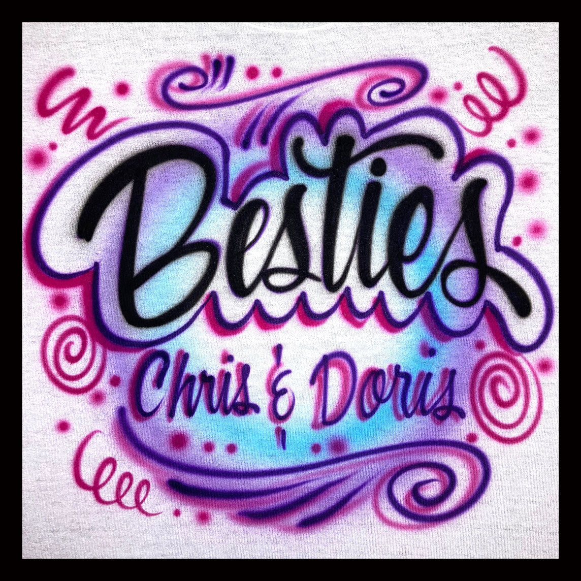 Airbrushed T-shirt - Besties - Best Friends - BFF - You Choose Color