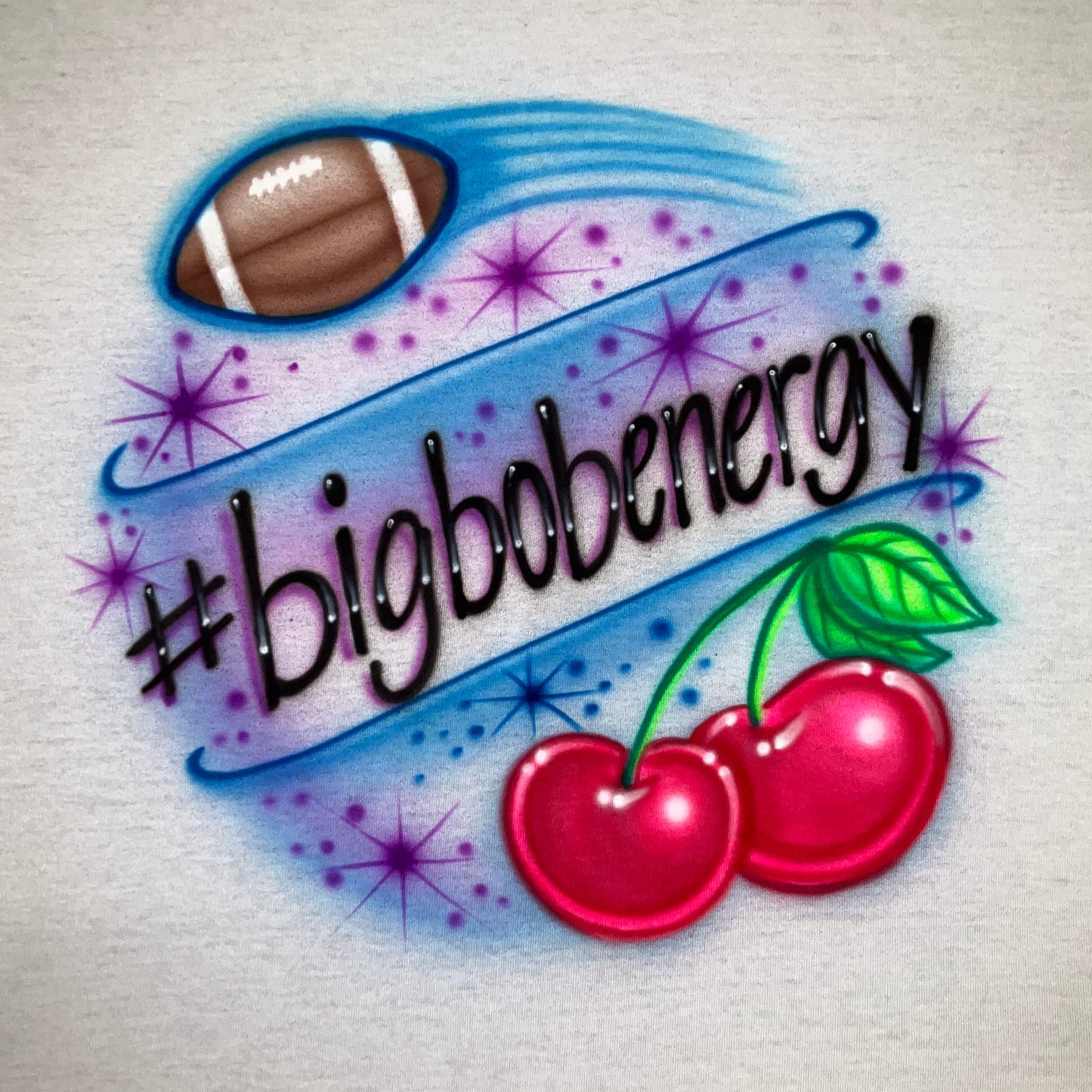 Football and cherries airbrushed  T-shirt