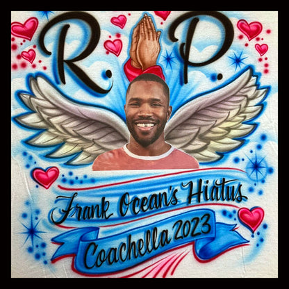 Airbrush & Photo transfer T-shirt - RIP - Memorialize - Tribute - Wings - Hearts