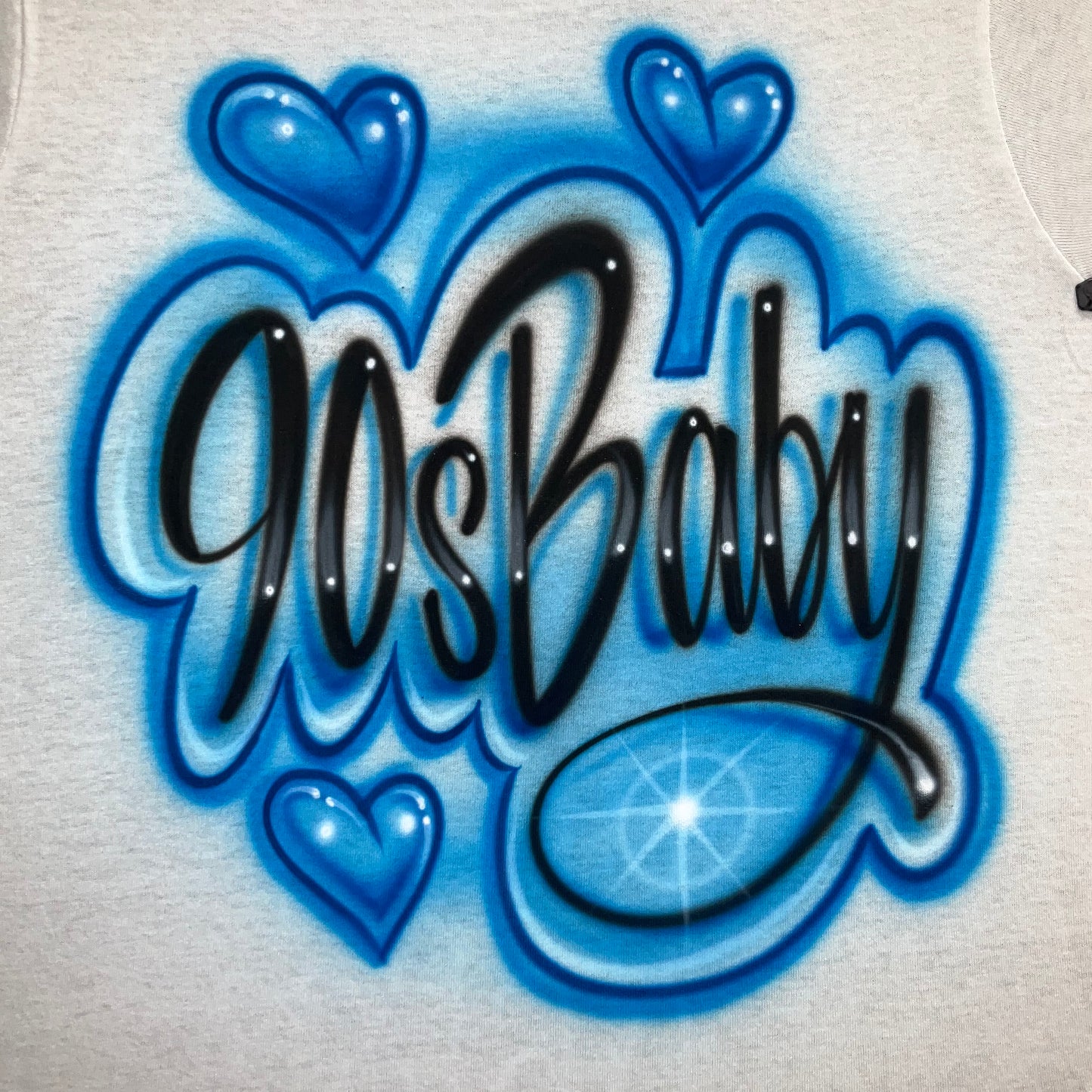 90s Baby Airbrushed T-Shirt – Retro Blue Throwback Tee