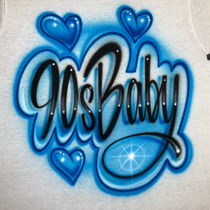 90s Baby Airbrushed T-Shirt – Retro Blue Throwback Tee