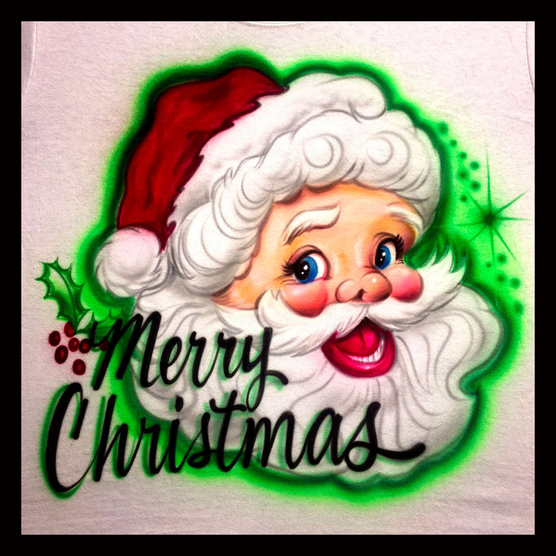 Airbrush T-Shirt - Christmas - Merry Christmas - Personalized - Customized - Holiday - Party Shirt