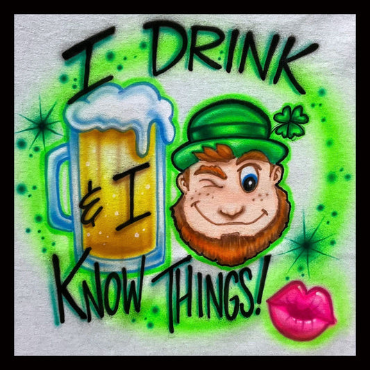 Airbrush T-Shirt - St Patrick's Day - Leprechaun - Irish - Beer