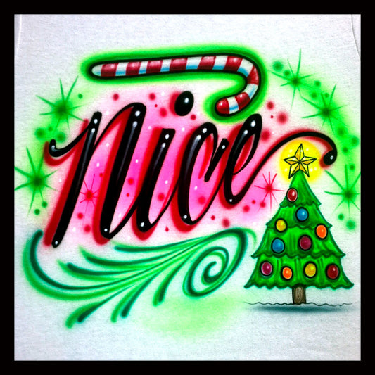 Airbrush T-shirt - Christmas - Nice - Airbrushed T-Shirt - Personalized - Customized - Holiday - Party Shirt
