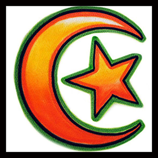 Airbrush  "Star and Crescent Moon" Design Custom T-shirt - Your Name - You Choose Color