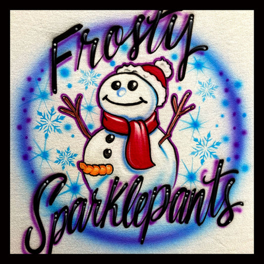 Airbrush T-Shirt - Snowman - Frosty - Christmas - Holiday - Festive - Winter