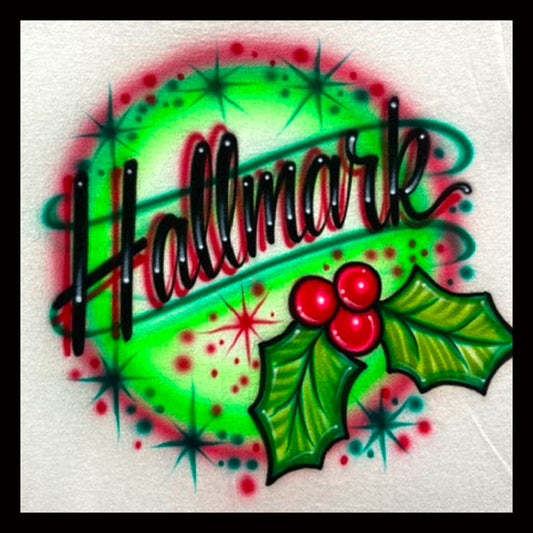 Airbrush T-shirt - Christmas - Mistletoe - Holiday - Kiss - Your word