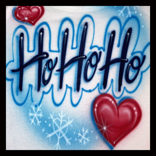 Airbrush T-shirt - Christmas - Ho Ho Ho - Snowflakes - Hearts - Santa
