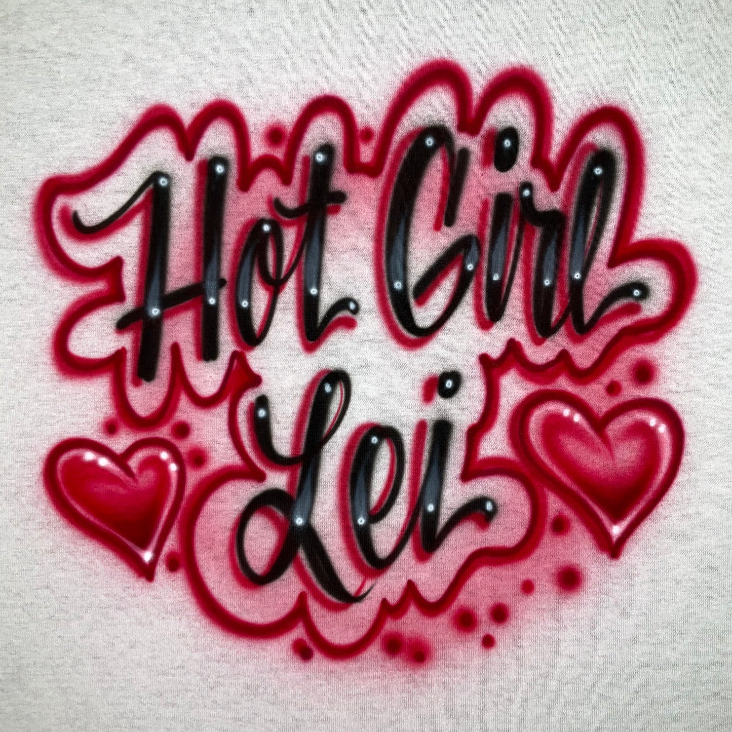 Hot Girl airbrushed t-shirt with hearts