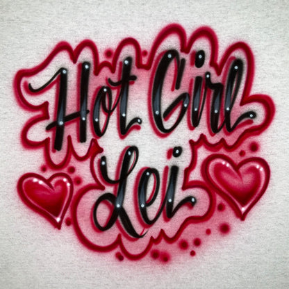 Hot Girl airbrushed t-shirt with hearts