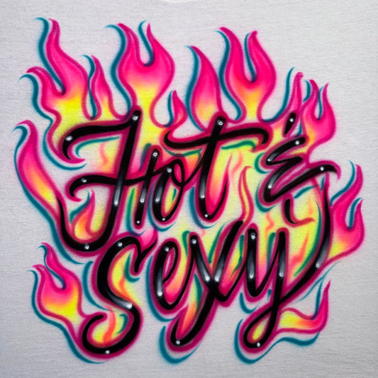 Hot & Sexy Airbrushed Shirt – Neon Flames in Pink, Purple, Fuchsia & Yellow