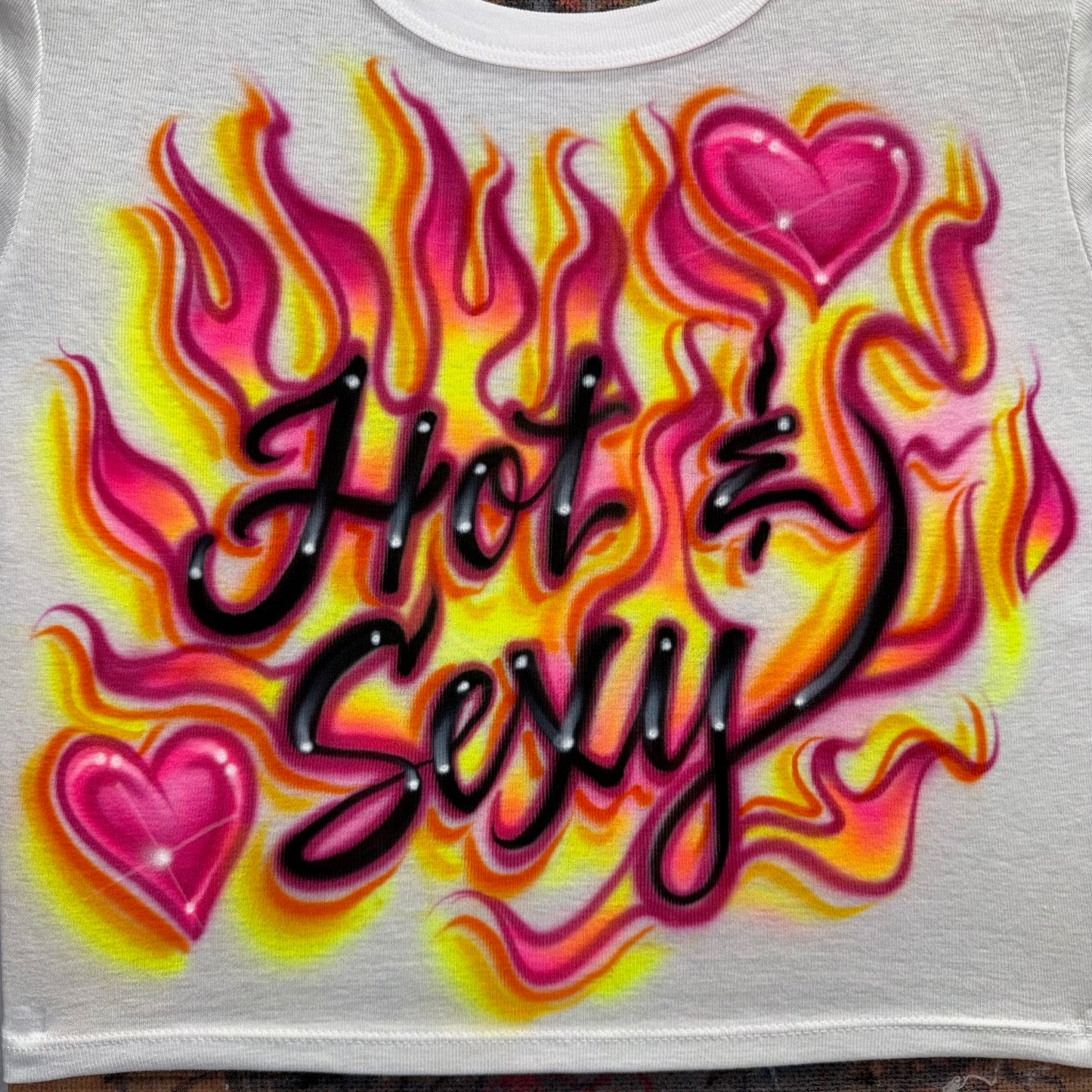 Airbrushed Hot & Sexy flames and hearts design inspired by Midnight Sun