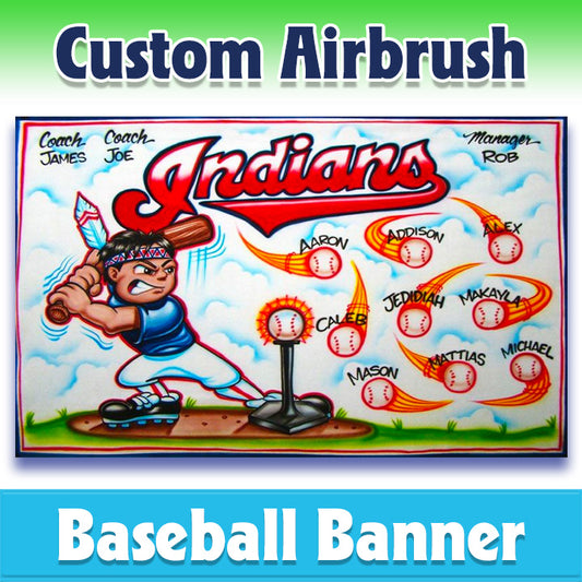 Airbrush Baseball Banner - Indians -1004