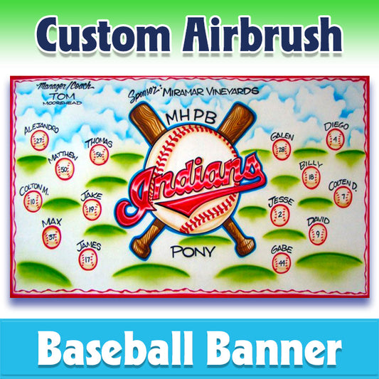 Airbrush Baseball Banner - Indians -1007