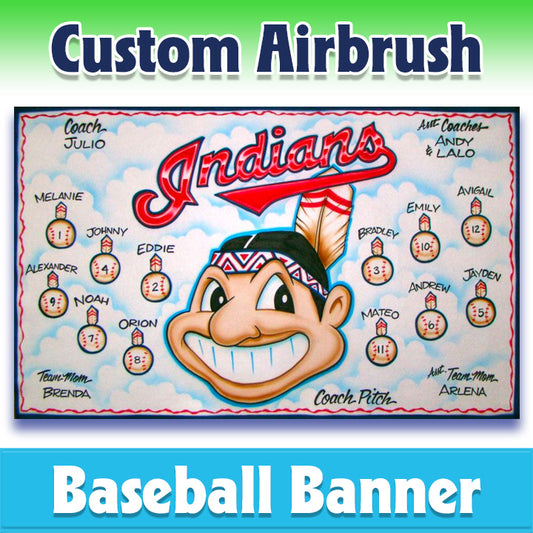 Airbrush Baseball Banner - Indians -1008