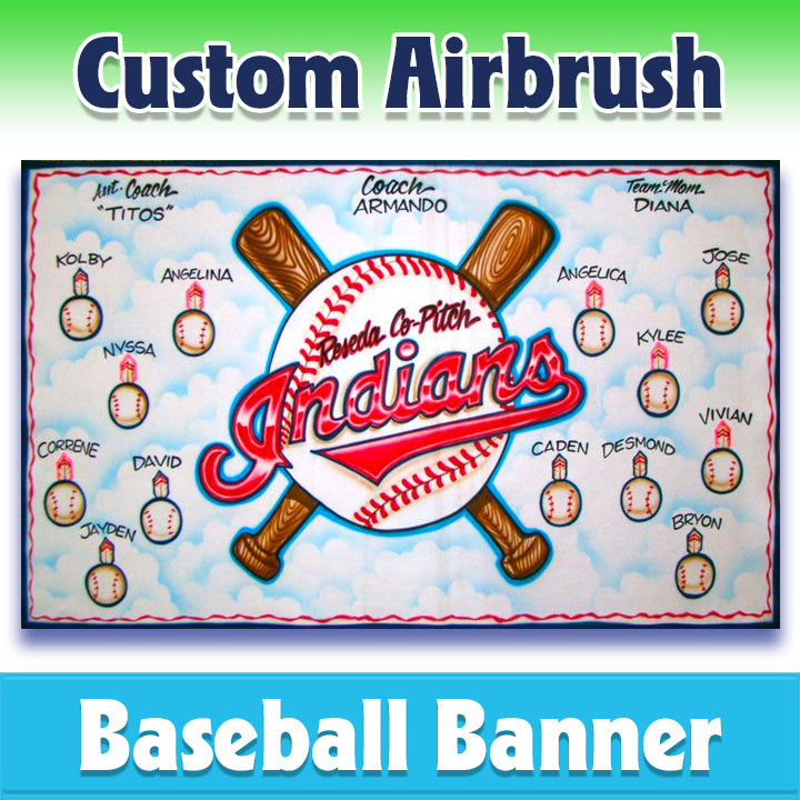 Airbrush Baseball Banner - Indians -1009