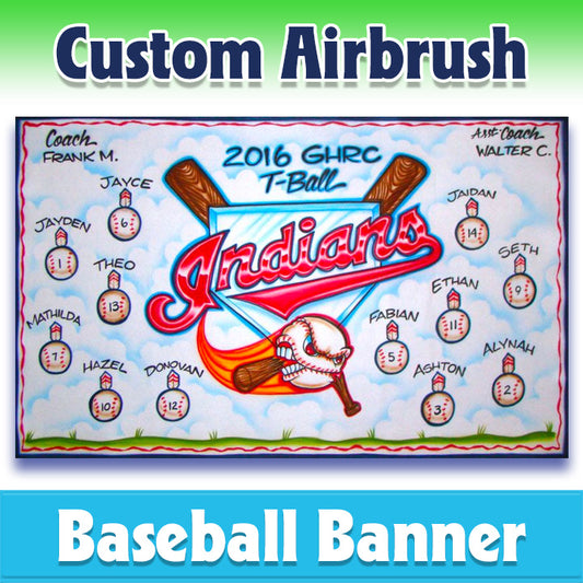 Airbrush Baseball Banner - Indians -1010