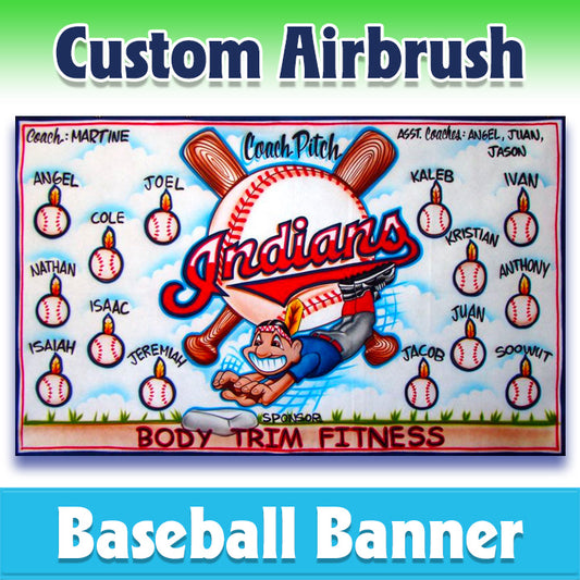 Airbrush Baseball Banner - Indians -1014