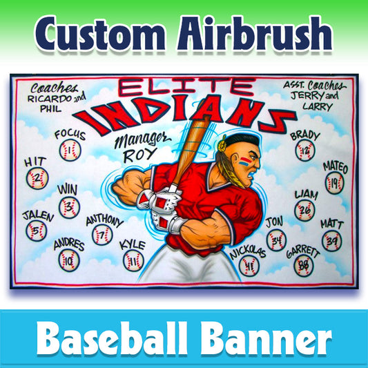 Airbrush Baseball Banner - Indians -1016