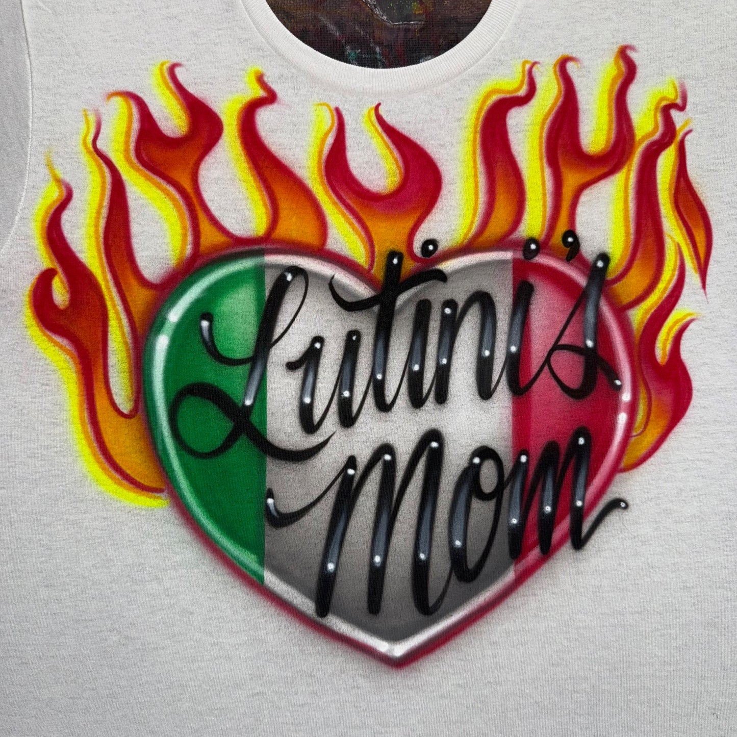 Italian flag flaming heart airbrushed t-shirt
