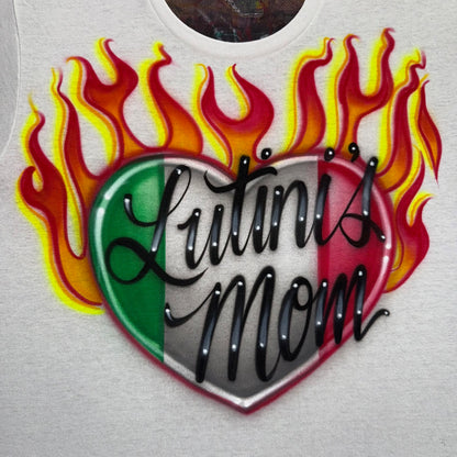 Italian flag flaming heart airbrushed t-shirt