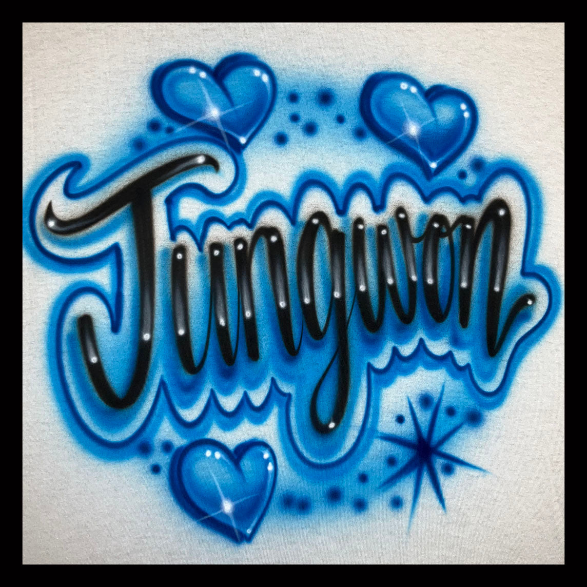 Airbrushed T-shirt - Jungwon - Hearts and Starbursts