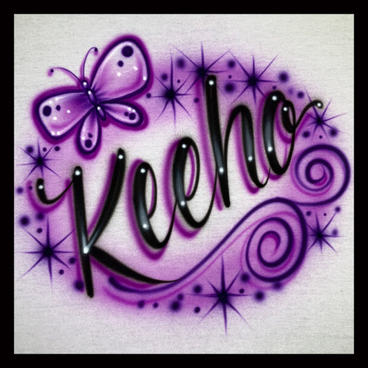 Airbrushed T-shirt - Keeho - Hearts and starbursts