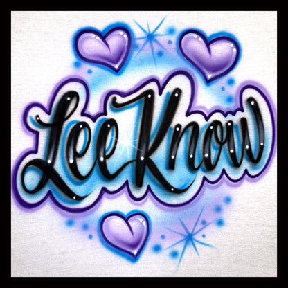 Kpop Lee Know airbrushed t-shirt with hearts - two colors
