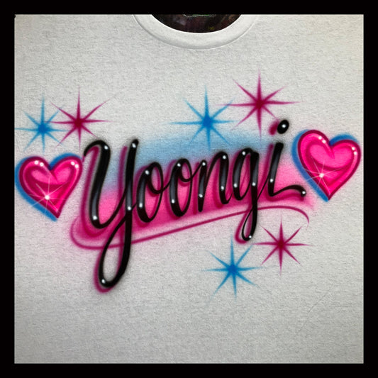 Airbrushed T-Shirt - Yoongi - Heart and Starburst