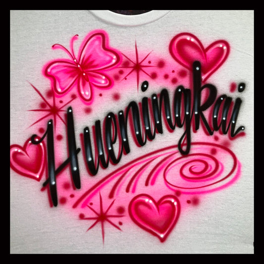 Airbrushed T-shirt - HueningKai - Butterfly and Hearts