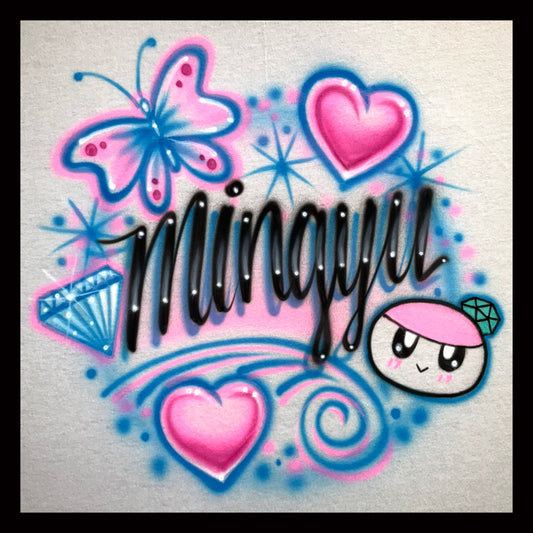 Airbrushed T-shirt - Mingyu - Butterfly - Diamond - Hearts - Bongbongie