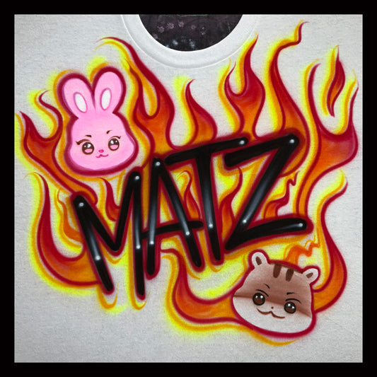 MATZ Airbrushed T-shirt with flames, JJOONGrami and DDEONGbyeoli