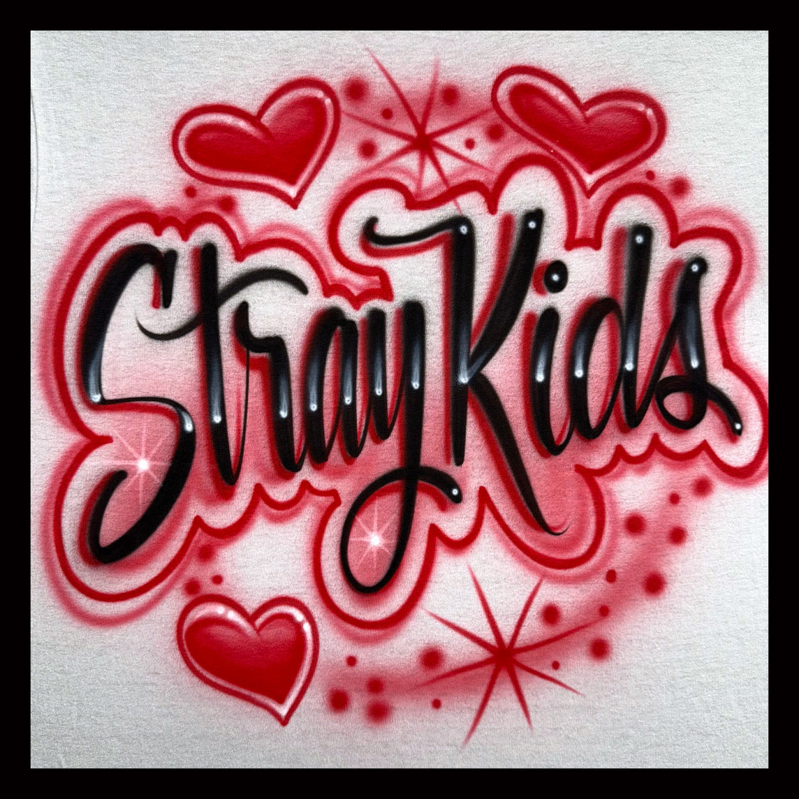 Stray Kids KPOP airbrushed t-shirt with hearts and one color