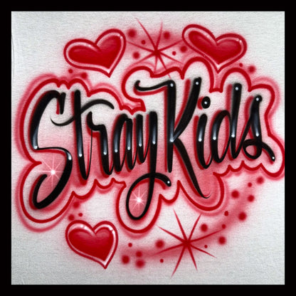 Stray Kids KPOP airbrushed t-shirt with hearts and one color