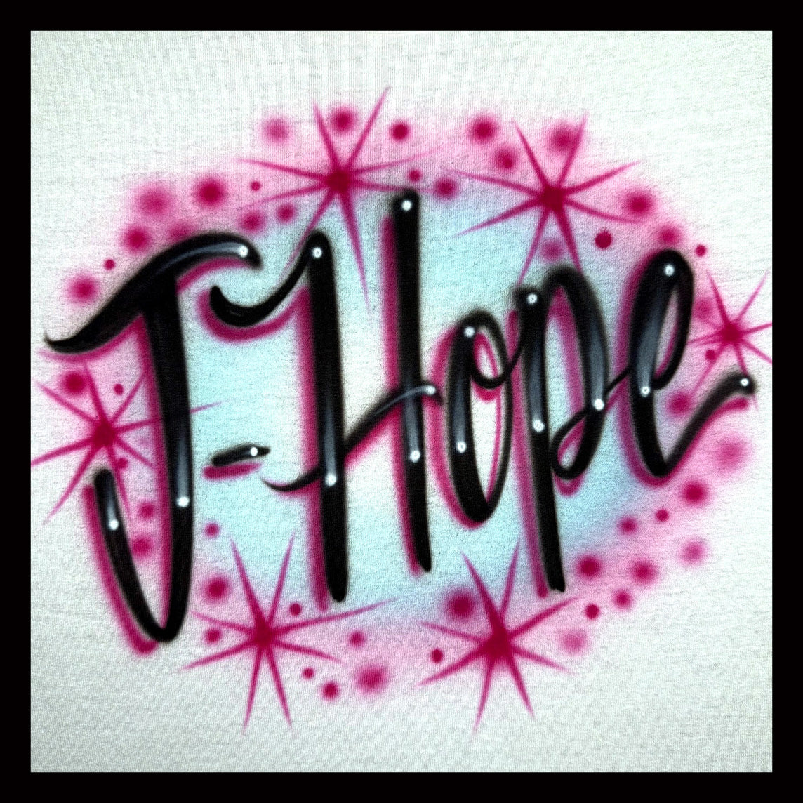 J-Hope airbrushed t-shirt with starbursts and accents