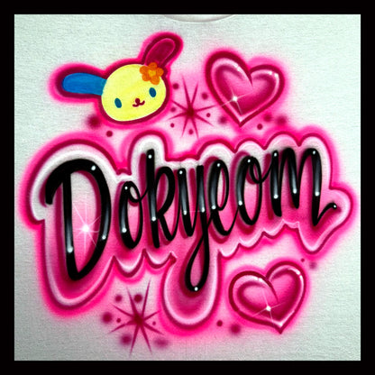 Dokyeom KPOP airbrushed t-shirt with Usahana and hearts