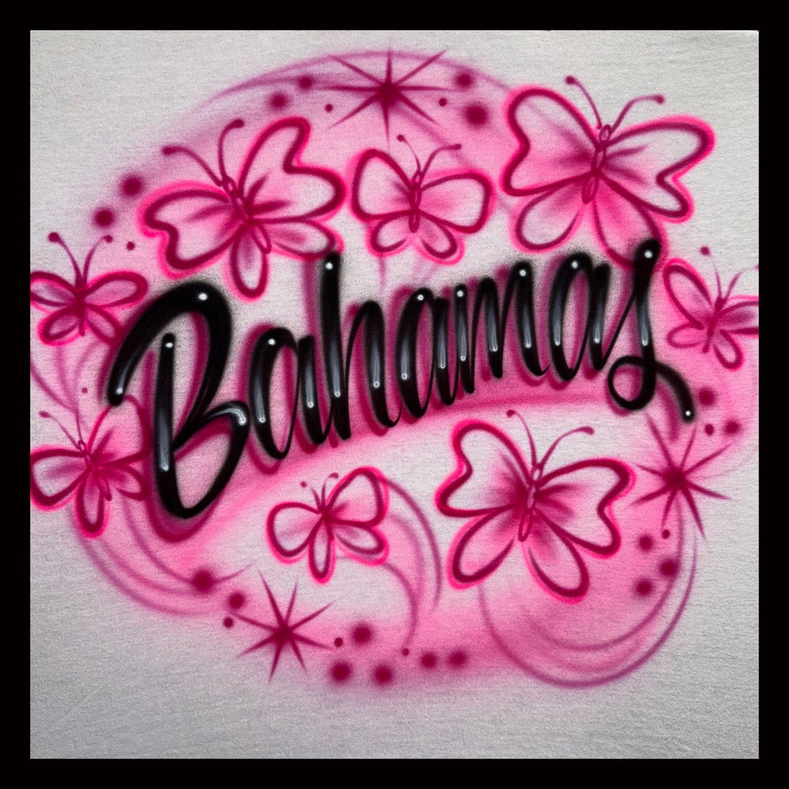 Fluttering butterflies airbrushed t-shirt