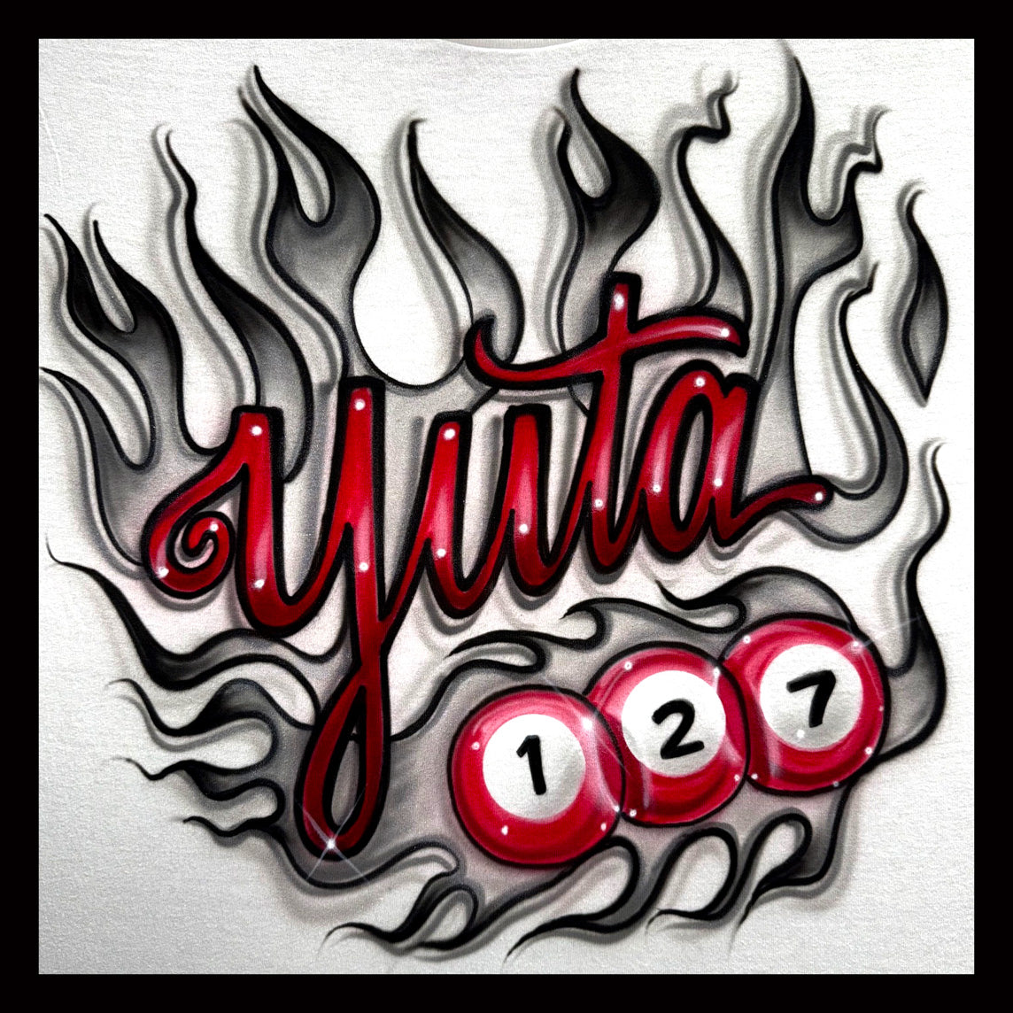Yuta flames with NCT 127 billiard balls airbrushed T-shirt