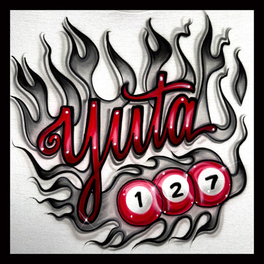Yuta flames with NCT 127 billiard balls airbrushed T-shirt