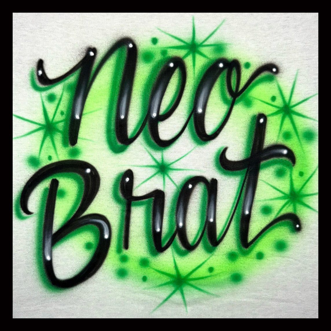 Neo Brat K-pop NCT neon green airbrushed shirt with starbursts