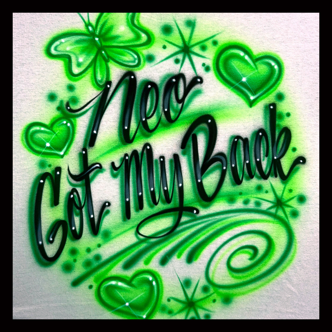 Neo Got My Back K-pop NCT airbrushed shirt with butterfly and hearts