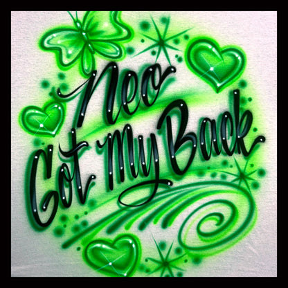 Neo Got My Back K-pop NCT airbrushed shirt with butterfly and hearts