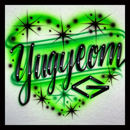 Yugyeom Got7 Kpop airbrushed heart shirt with star logo