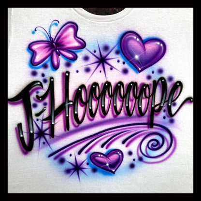 J-Hope BTS KPOP butterfly and hearts airbrushed shirt