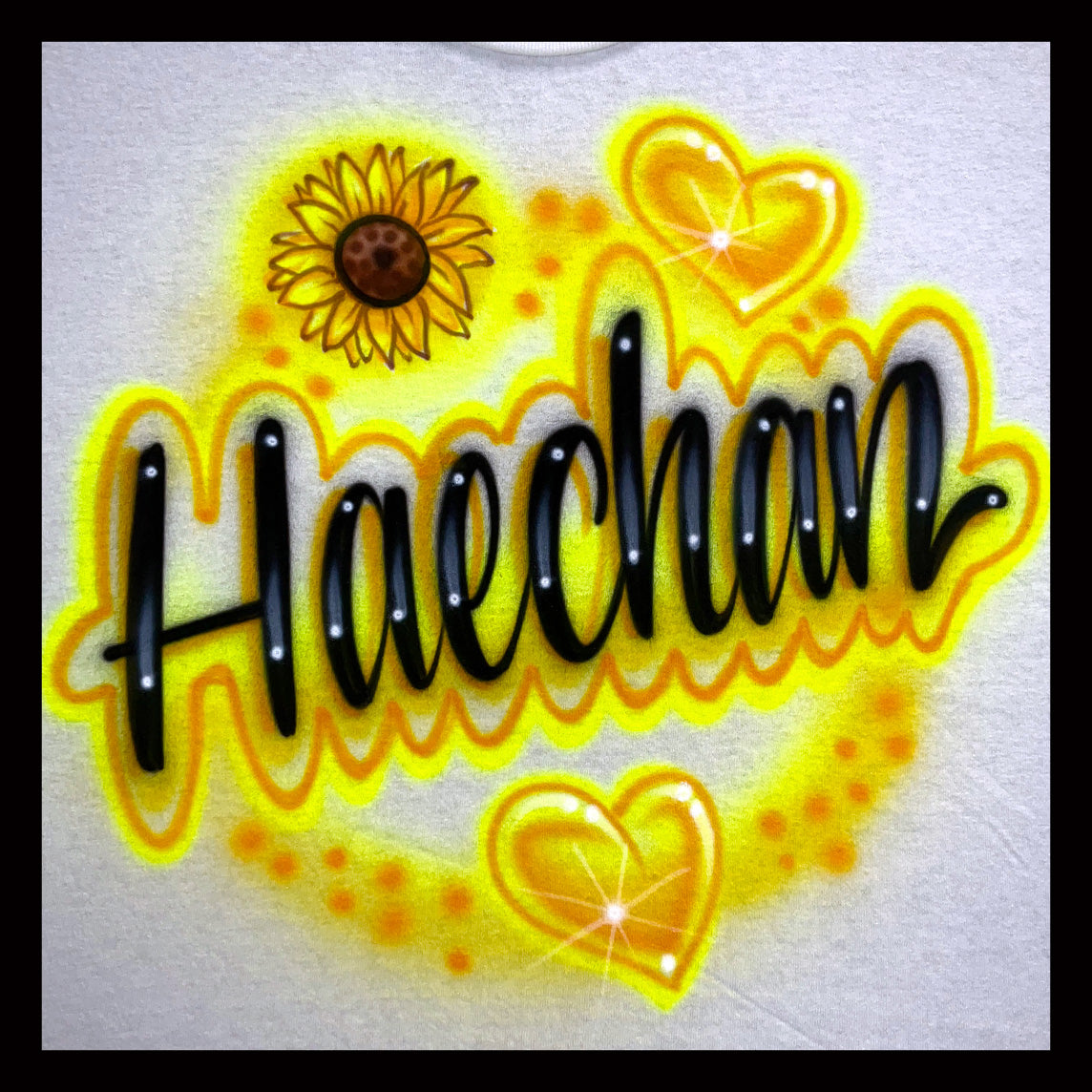 Haechan sunflower Kpop airbrushed t-shirt with hearts