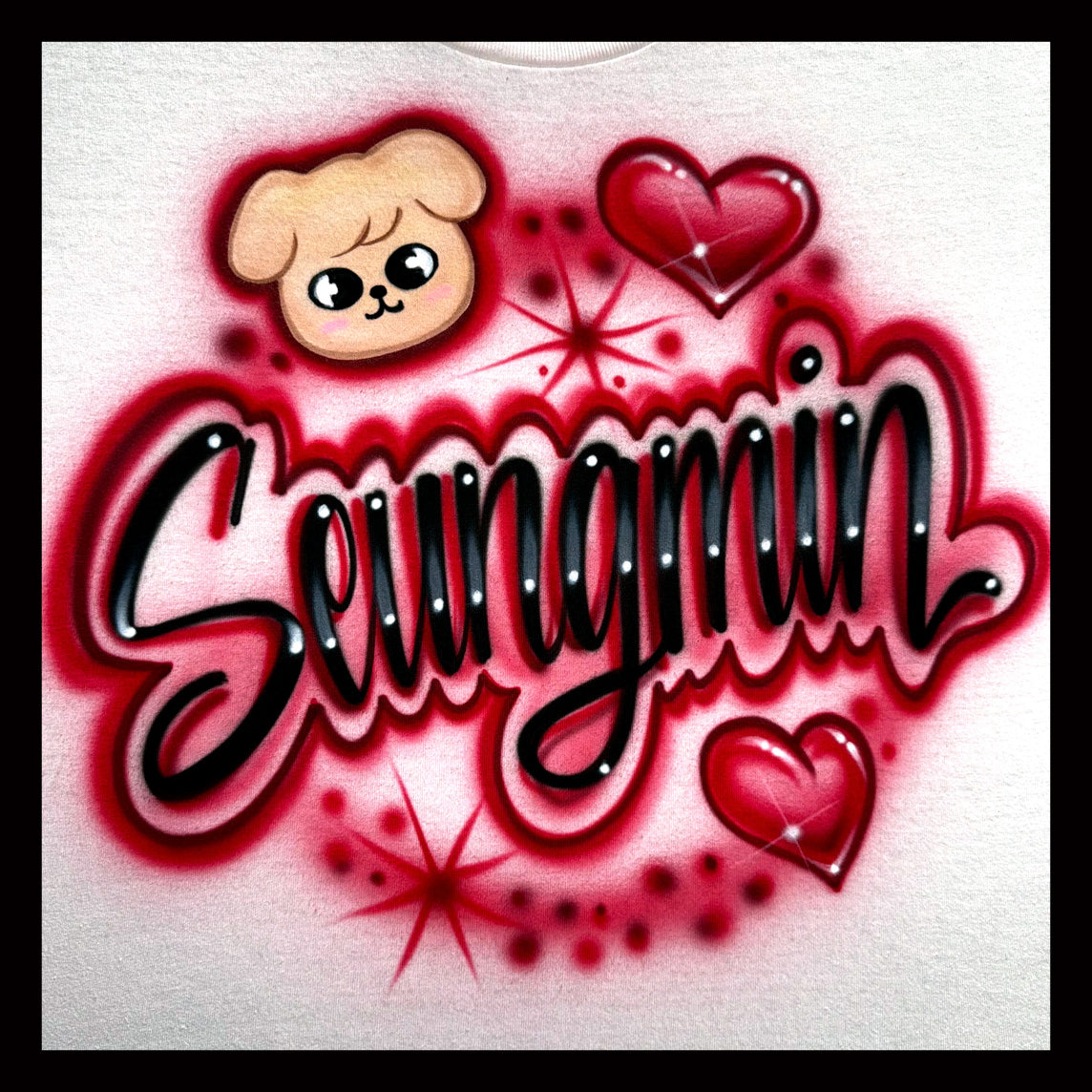 Seungmin Kpop airbrushed t-shirt with PuppyM skzoo
