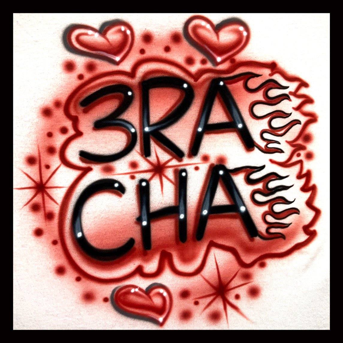 3Racha Kpop Stray Kids airbrushed t-shirt with hearts and flames